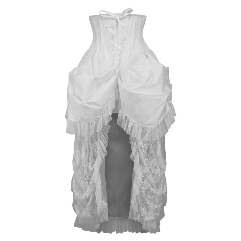 7608 Top Drawer Steel Boned White Lace Victorian Bustle Underbust Corset